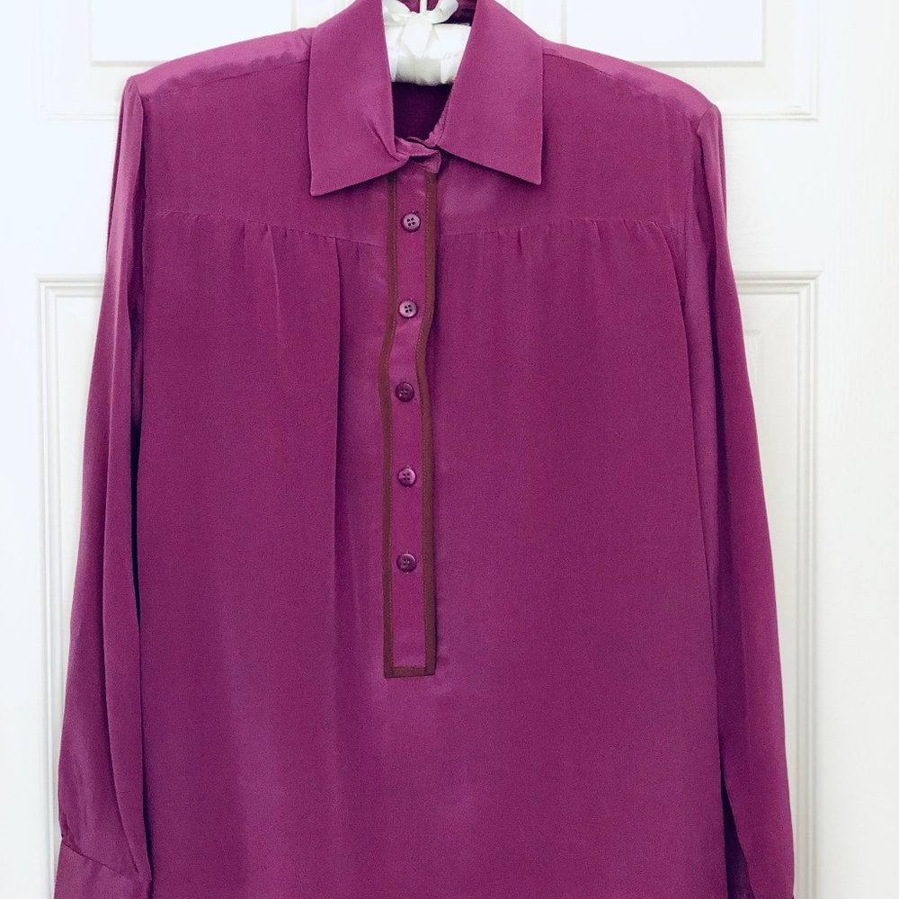 TUCKER Silk Popover Blouse Size Small